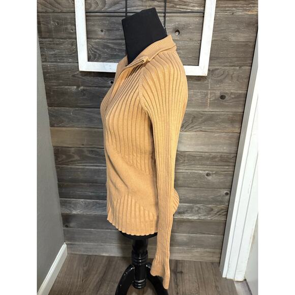 CAbi Tan Ribbed Zip-Up Cardigan - Picture 9 of 10